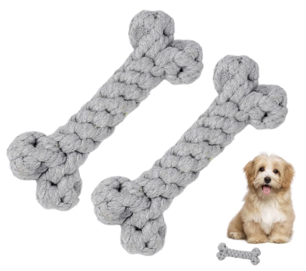 Cotton Gobble Dog Chew Dog Toy with Stress and for Medium Dogs x CHIPP'S Toy, Rope, Teething, Relief, Anti-Mischief, (Gray 2)