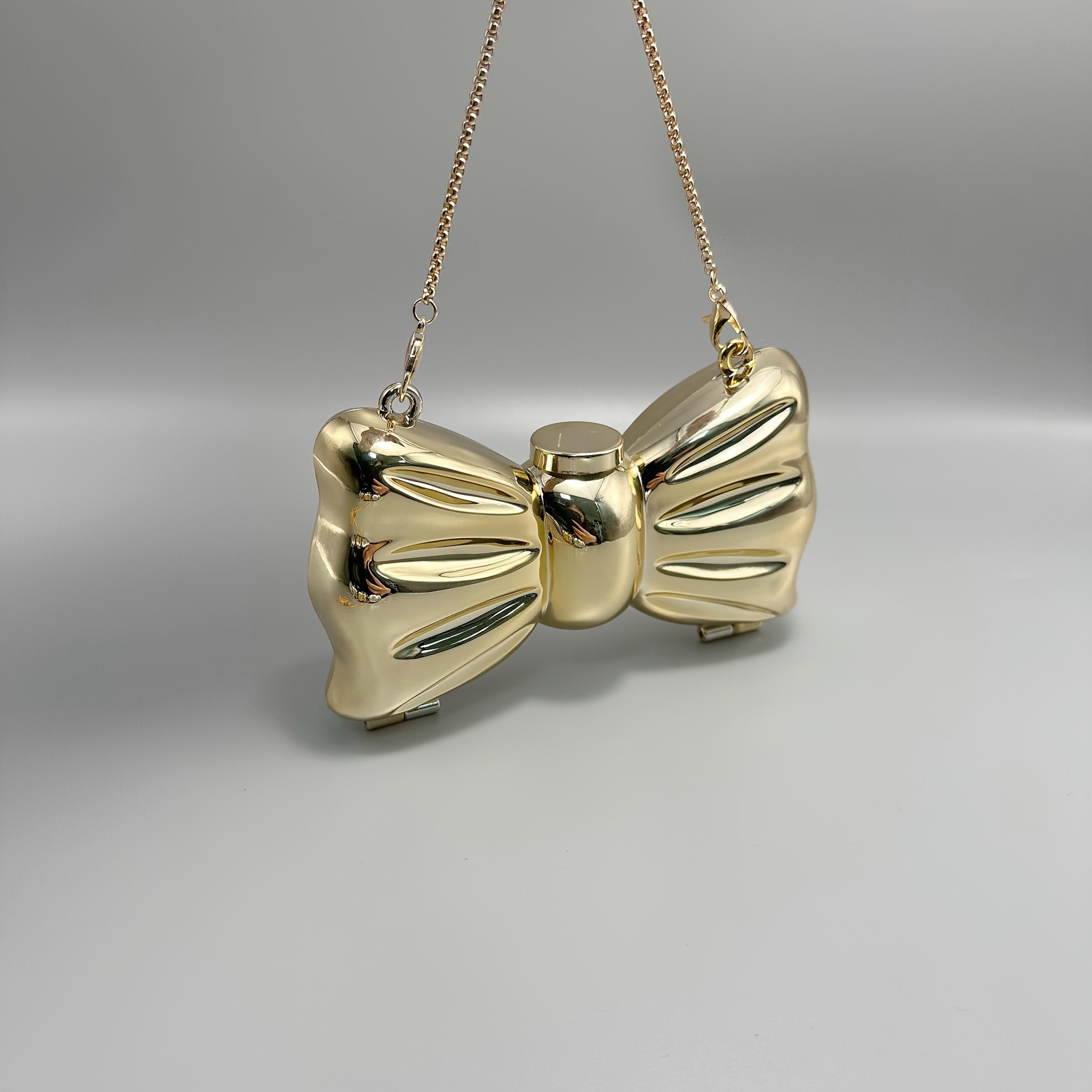 

High-End Evening Bag with Mirror And Chain Strap. Detachable Shoulder Strap And a Clasp Closure Crossbody Bag золотой