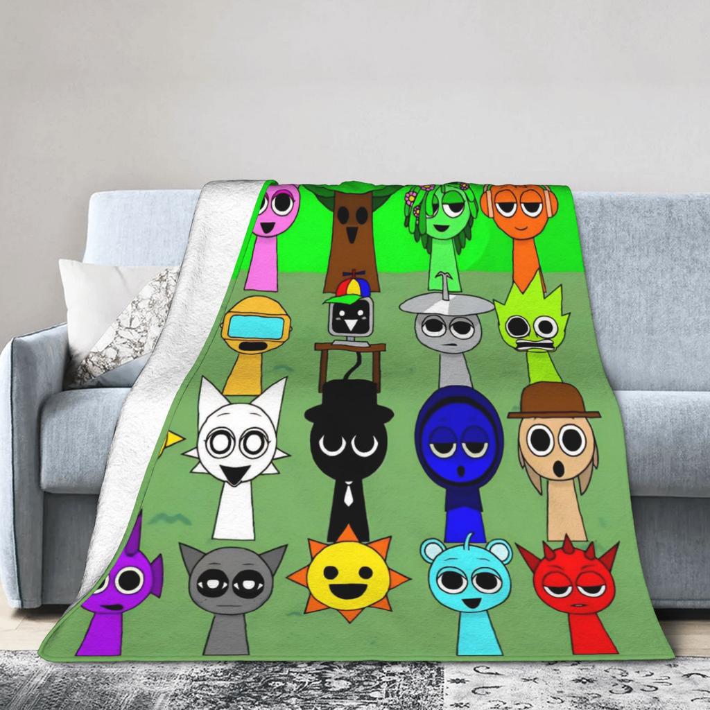 Sprunki Characters Game Blankets Fleece Vintage Soft Throw Blankets for Home Textile Decor