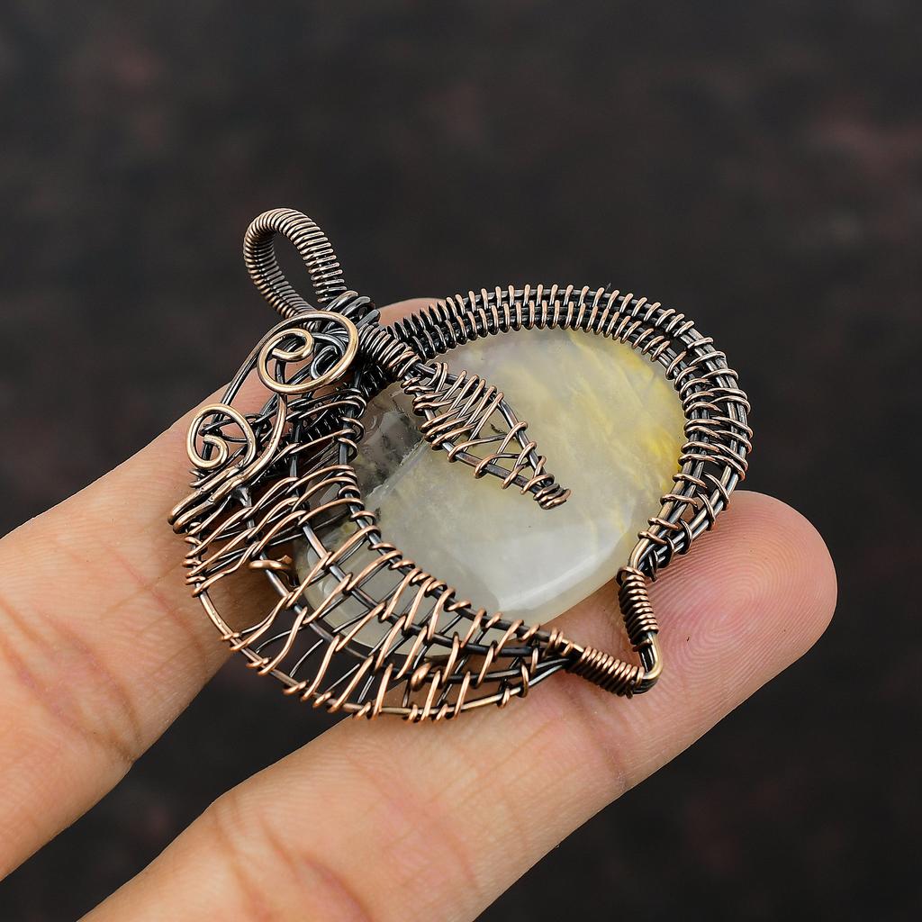 Plume Agate Pendant Copper Wire Wrapped Pendant Plume Agate Gemstone Jewelry Handmade Designer Pendant Copper Wire Wrap Jewelry Gift For Mom