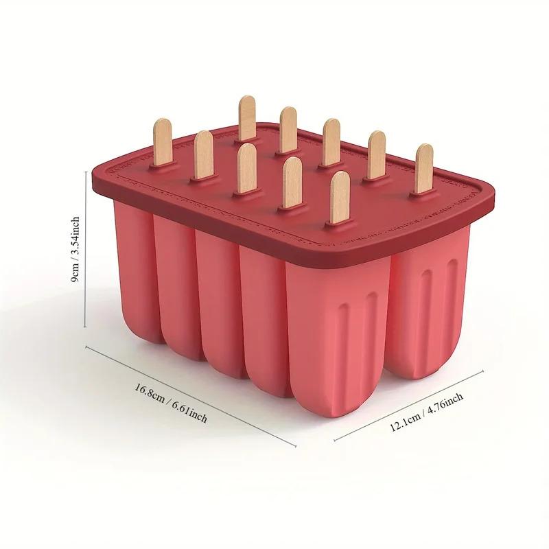 1pc Silicone Popsicle Mold, Designed In Sets of Ten, with 50 Wooden Sticks Sent Out