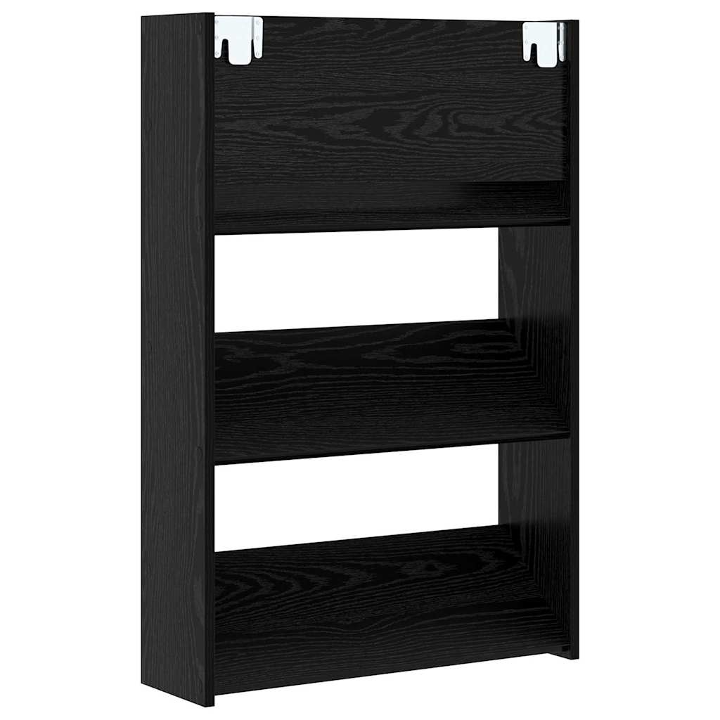 Shoe Cabinet Black Oak Effect 60 x 18 x 90 cm Engineered Wood
