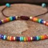 Women's Vintage Style Spacer Bead Woven Multicolor Bracelet, Natural Stone Adjustable Friendship Bracelet