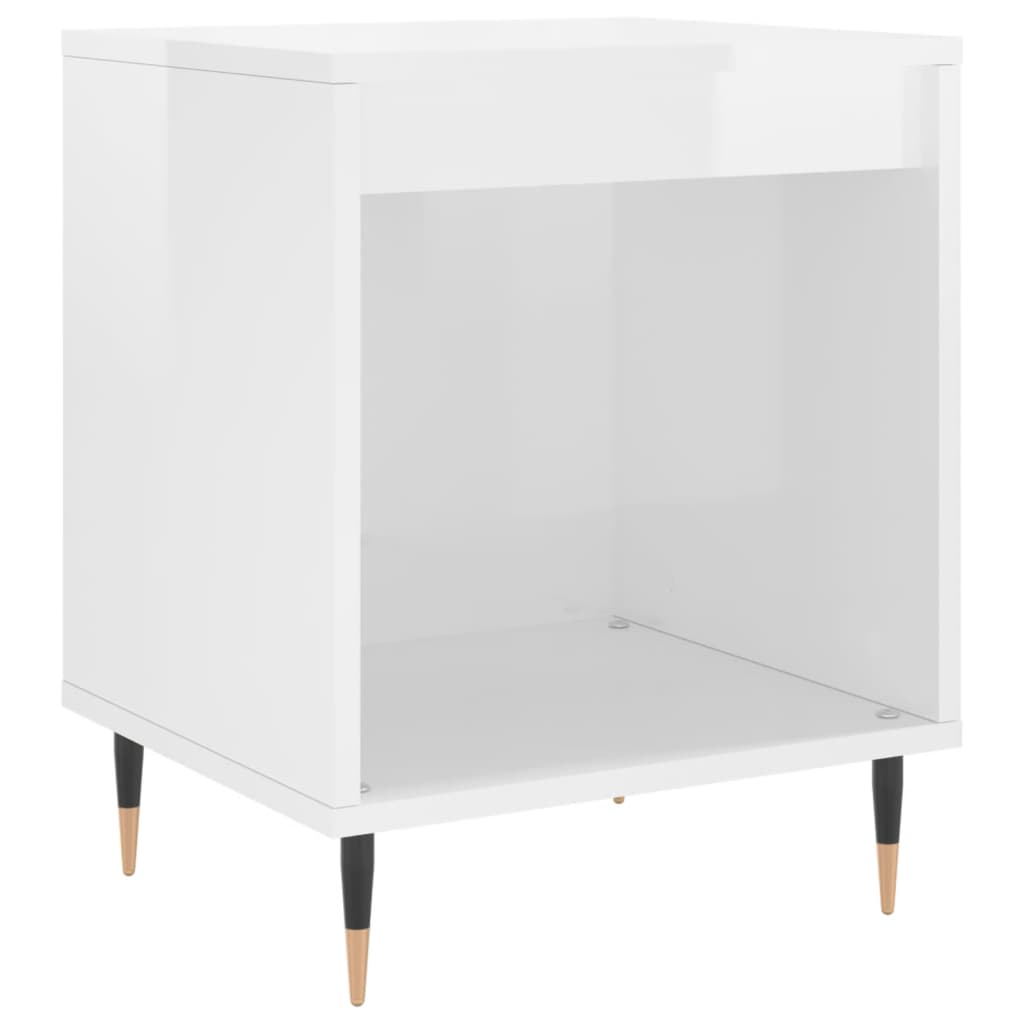 Nightstand High Gloss White 40 x 35 x 50 cm Engineered Wood