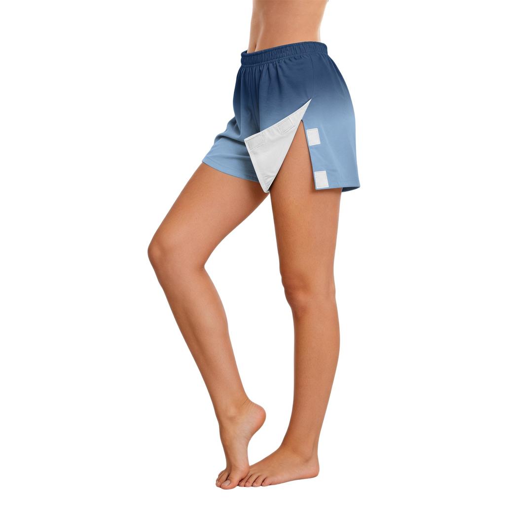 Women's Gradient Adjustable Side Shorts No Pockets Easy Closure Loose Fit Casual Bottoms