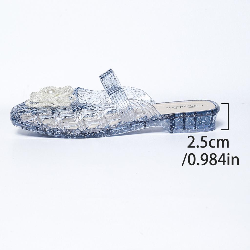 Fashion Transparent Fashion PVC Jelly Sandal Slippers Summer Shoes for Women Casual Crystal Hollow Slides Thick Low Heel Baotou Slipper