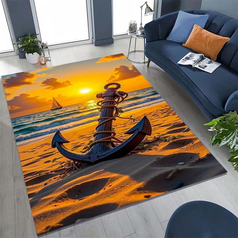 Starry-Sky Colorful Anchor-Pattern Rug – Unique Non-Slip Mat for Living Room or Bedroom Bedside