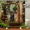 3D European Rural Town Flowers Landscape Printing Bathroom Waterproof Shower Curtain Polyester Curtain Home Decoration Curtain