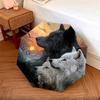 Three Wolves  Pattern, Automatic Folding Umbrella, Portable and Foldable Design, 8 Ribs, a Christmas or Birthday Gift.