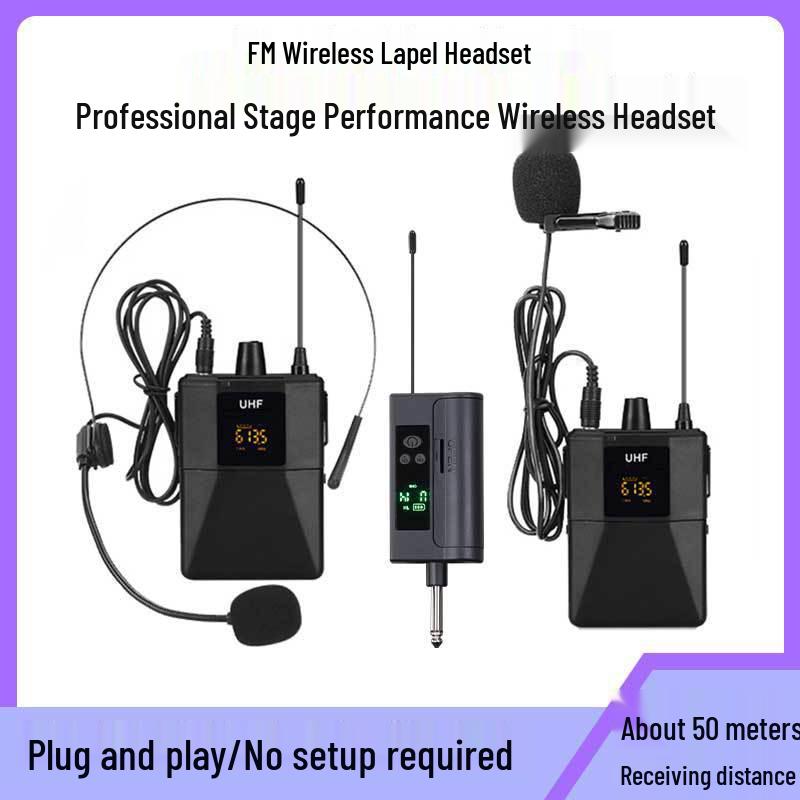 Wireless Lavalier Headset Microphone for Singing, Stage, and Outdoor Use - Anti-Howling for Live Streaming and Teaching