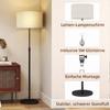 Floor Lamp Dimmable with Linen Shade E27 Height-adjustable Black