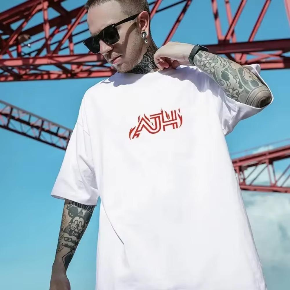 New 8X Summer Fashion Short Sleeve Men's T-Shirt Loose Running Cartoon Anime Character Printing Men's Unisex T-shirt Couple Tops