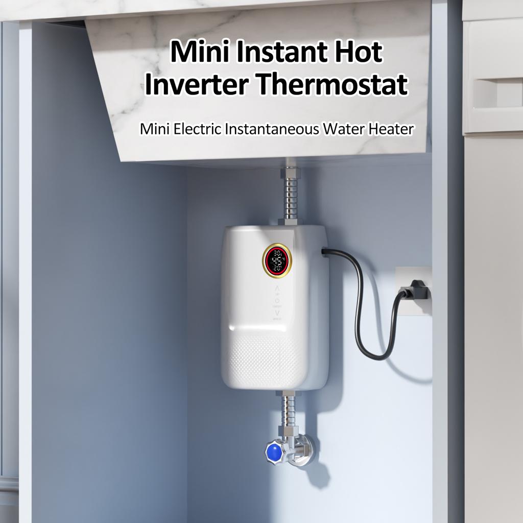 Mini Electric Instantaneous Water Heater 220V 5500W Universal Electric Water Heater with Digital Screen without Tank