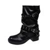 European and American large-size rivets, new stacking boots for women, medium tube thick-soled heightening trouser tube boots for women