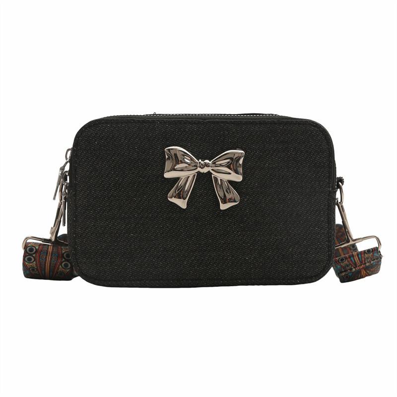 Elegant Black And Blue Stylish Bowknot Small Square Crossbody Bag For Everyday Use