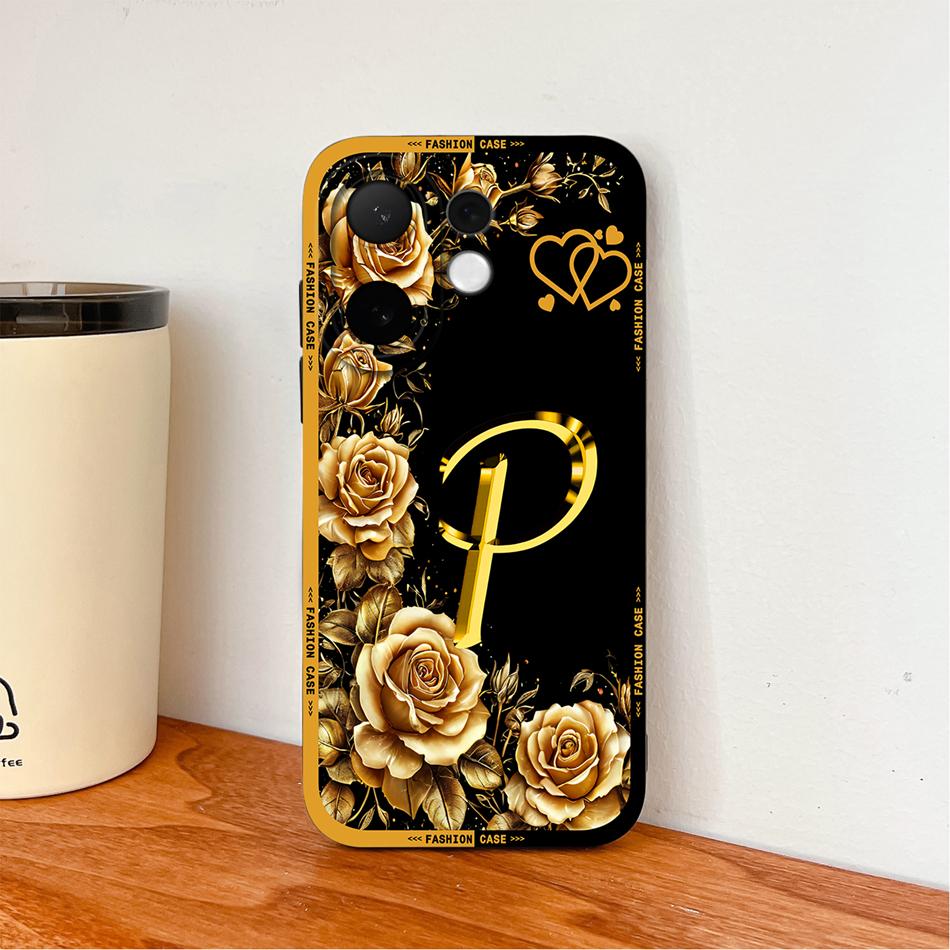 For Vivo V60 Lite 5G Phone Case Fashion Rose Letters Soft Liquid Silicone Housing For Vivo V 60 Camera Coverage Anti Drop Shell