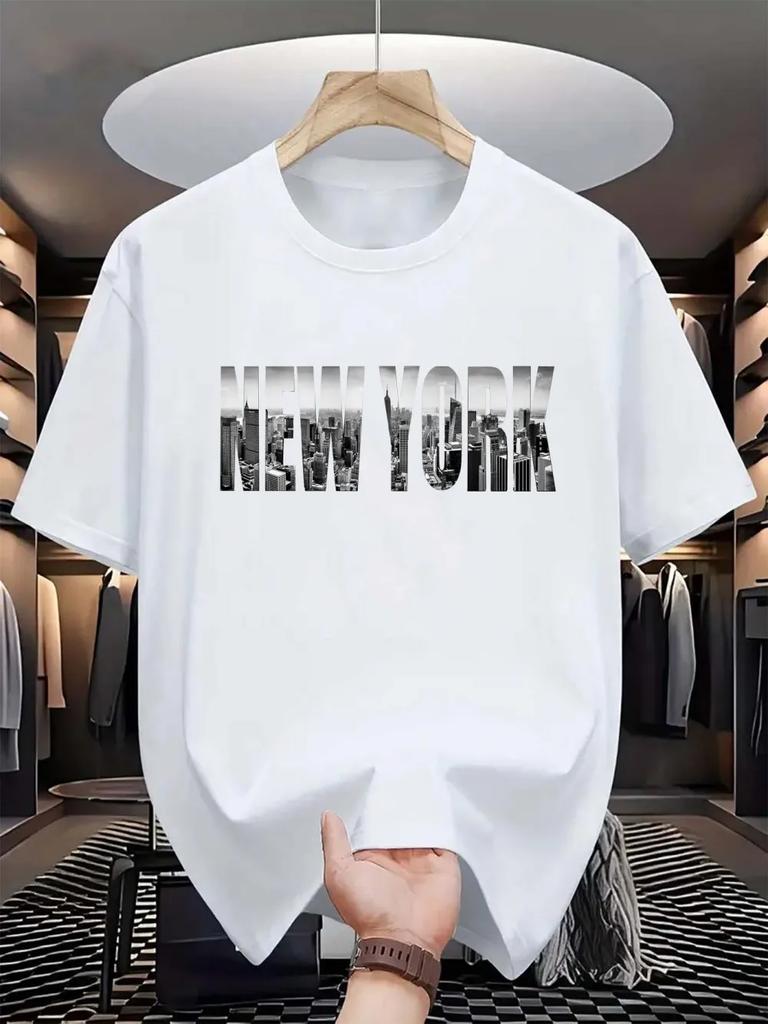 Unisexs Fashion New Newyork Printed Breathable And Comfortable Round Neck Tshirt Summer Outdoor Leisure Party Top