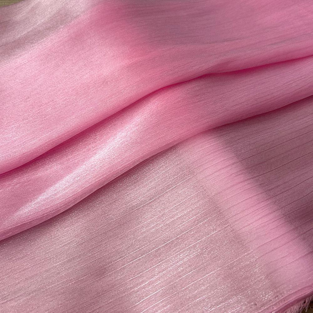 Silver Silk Sheer Crepe Chiffon Fabric Thin Crinkled Shiny Tulle For DIY Sewing Costume Shirts Wedding Party Backdrop Decoration