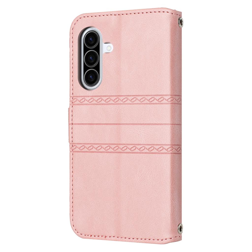 For Samsung Galaxy A17 5G/A17 4G/A26 5G Case Wallet Skin-Touch Leather Imprinted Phone Cover with Wrist Strap