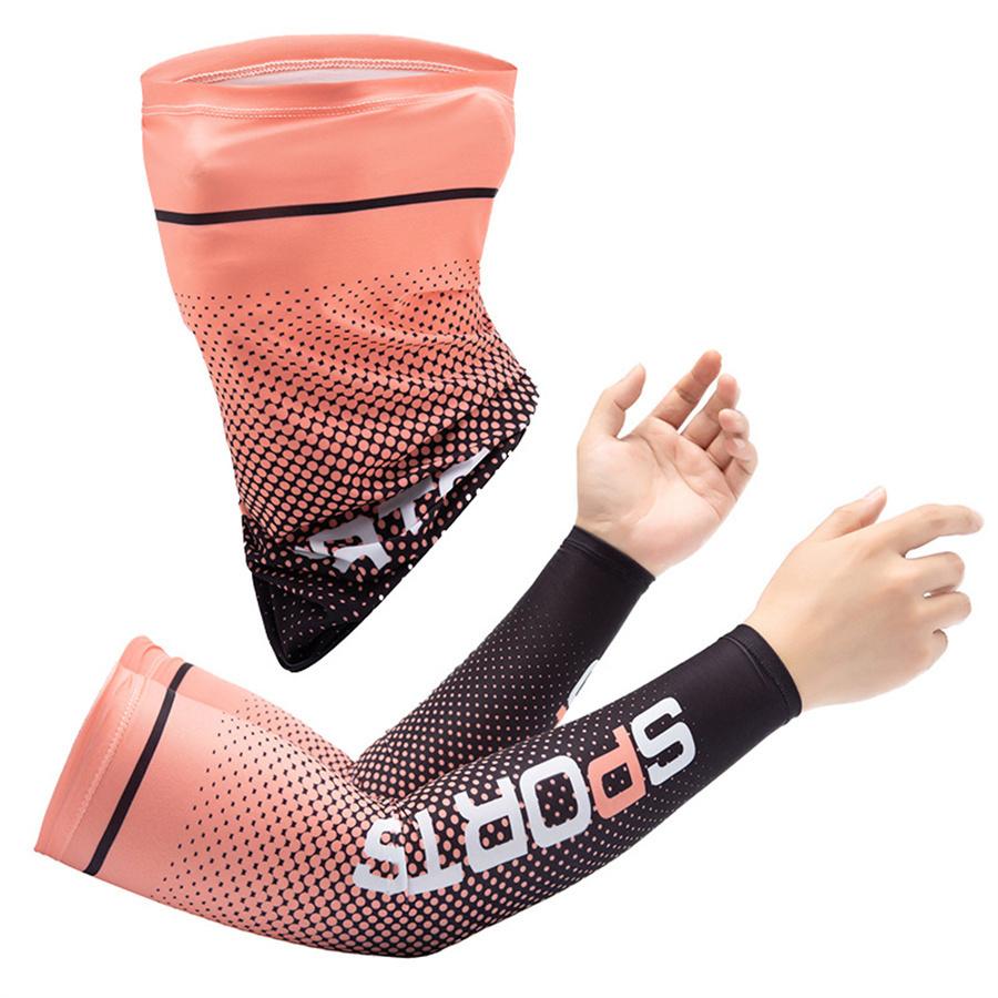 

2-in-1 Cooling Sun Protection Set: Neck Gaiter + Arm Sleeves, UPF50+ UV Protection for Cycling & Outdoor Sports L помаранчевий