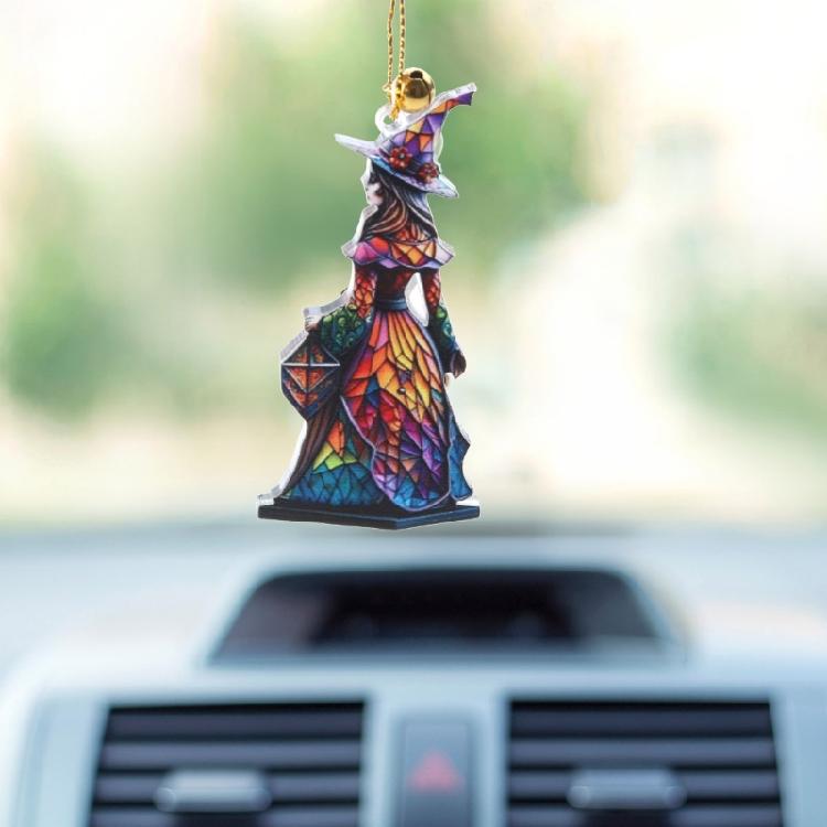 Halloween Witch Hanging Pendant Car Rearview Mirror Interior Decor for Women Men