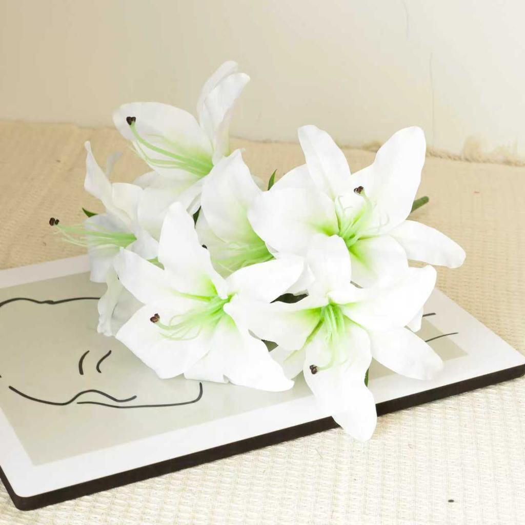 7 Large Artificial Lily Flowers in 3D Printing Form - Decorative Items for Wedding, Home, Hotel and Display in Windows, Fake Flowers