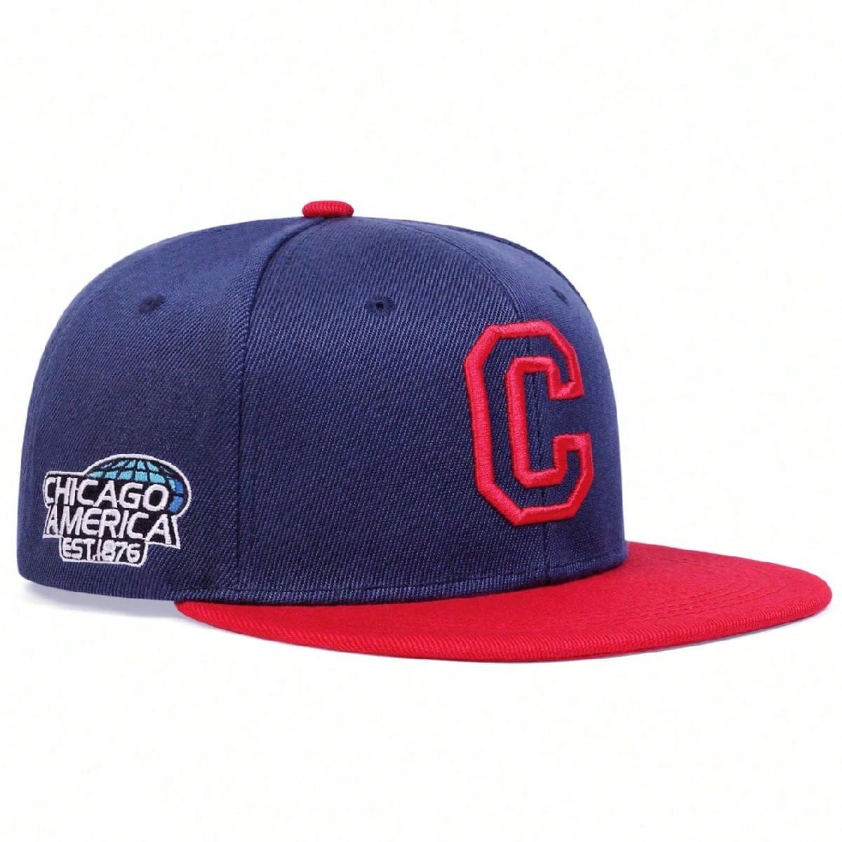 

Unisex Letter C Side CHICAGO Embroidery Hats Adjustable Cotton Baseball Hat Fashion Flat Top Cap Street Singer Hip Hop Caps темно-синий