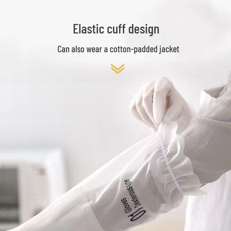 Thickened Non-Slip Waterproof Latex Dishwashing Gloves for Household Cleaning and Laundry