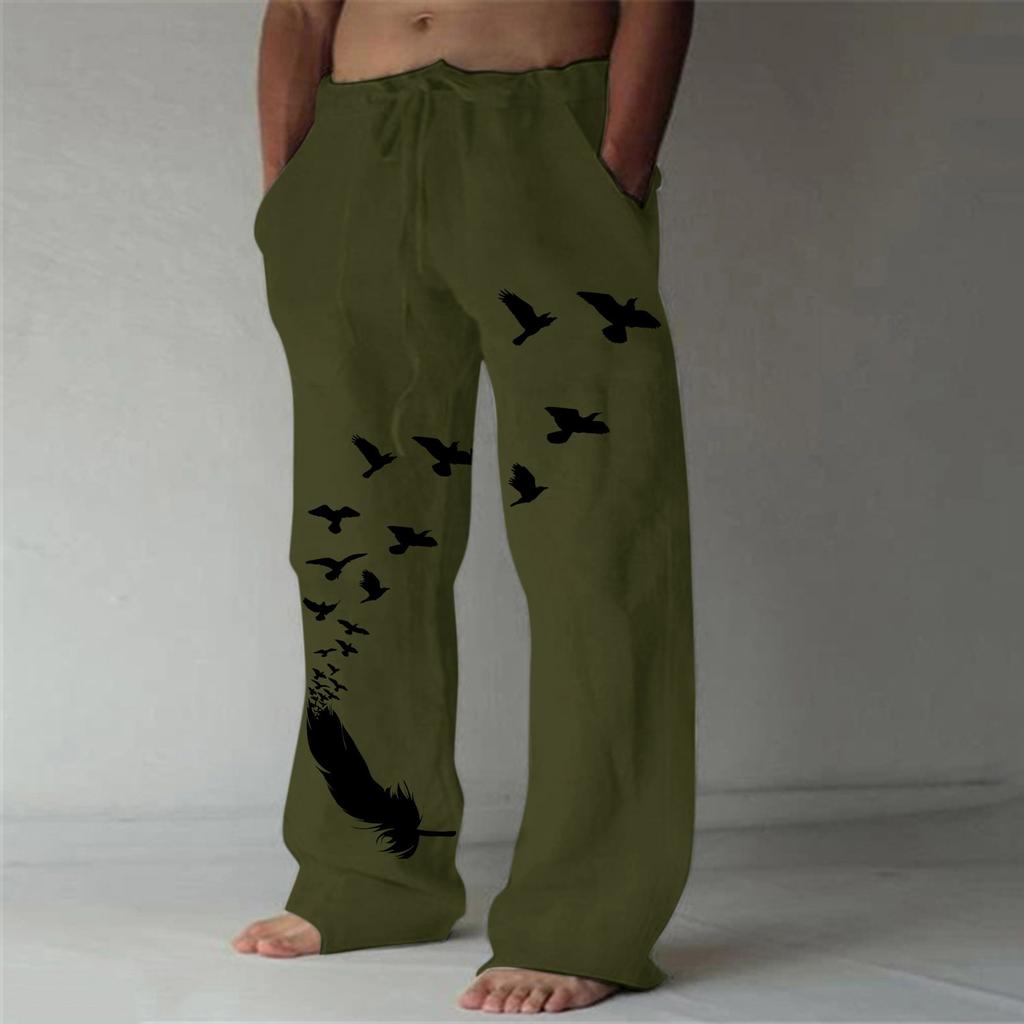 Men's Casual Loose And Comfortable Casual Pants Cotton Linen Drawstring Trousers