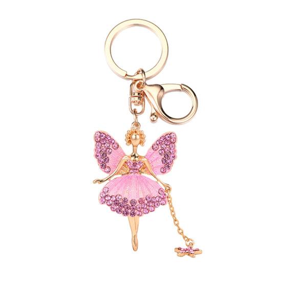 Flower Fairy Keychain Rhinestone Butterfly Wings Fairy Charm Cute Sparkly Keychain Bag Charm Gift for Women Girls
