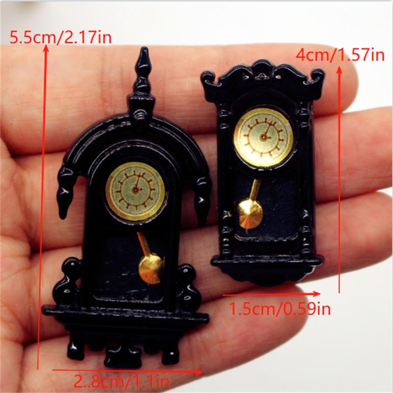 Dollhouse Vintage Wall Clock Dial Pointer Movable Miniatures Model Living Room Accessories Of Doll House Kids Pretend Play Toys