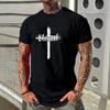 New Men's Fashion Short-sleeved Shirt Summer Comfortable Breathable Cross Print Round Neck T-shirt Sports Fitness Short-sleeved
