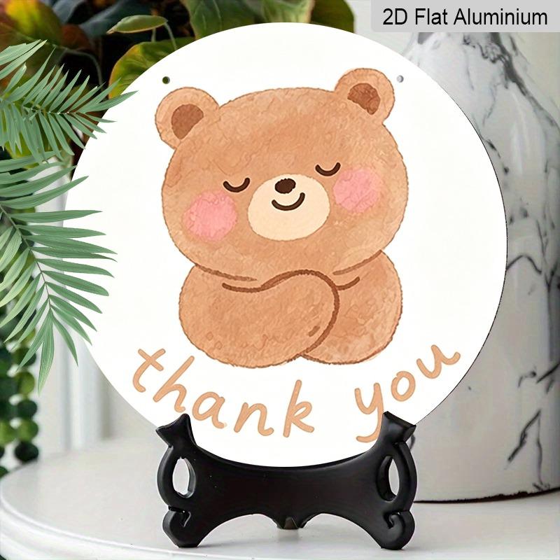 2D Flat Retro Aluminum Wall Stickers In Various Sizes. Cute Little Bear Thank-you Sign for Teachers, Watercolor Cartoon Bear Hanging Tag. A Perfect