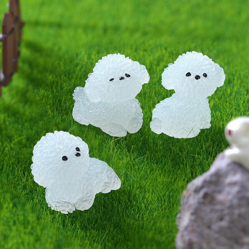 5 Pièces Chien Mignon Brillant la Nuit Micro Paysage Plante en Pot Aménagement Paysager Petits Ornements Console Centrale de Voiture Chien Lumineux