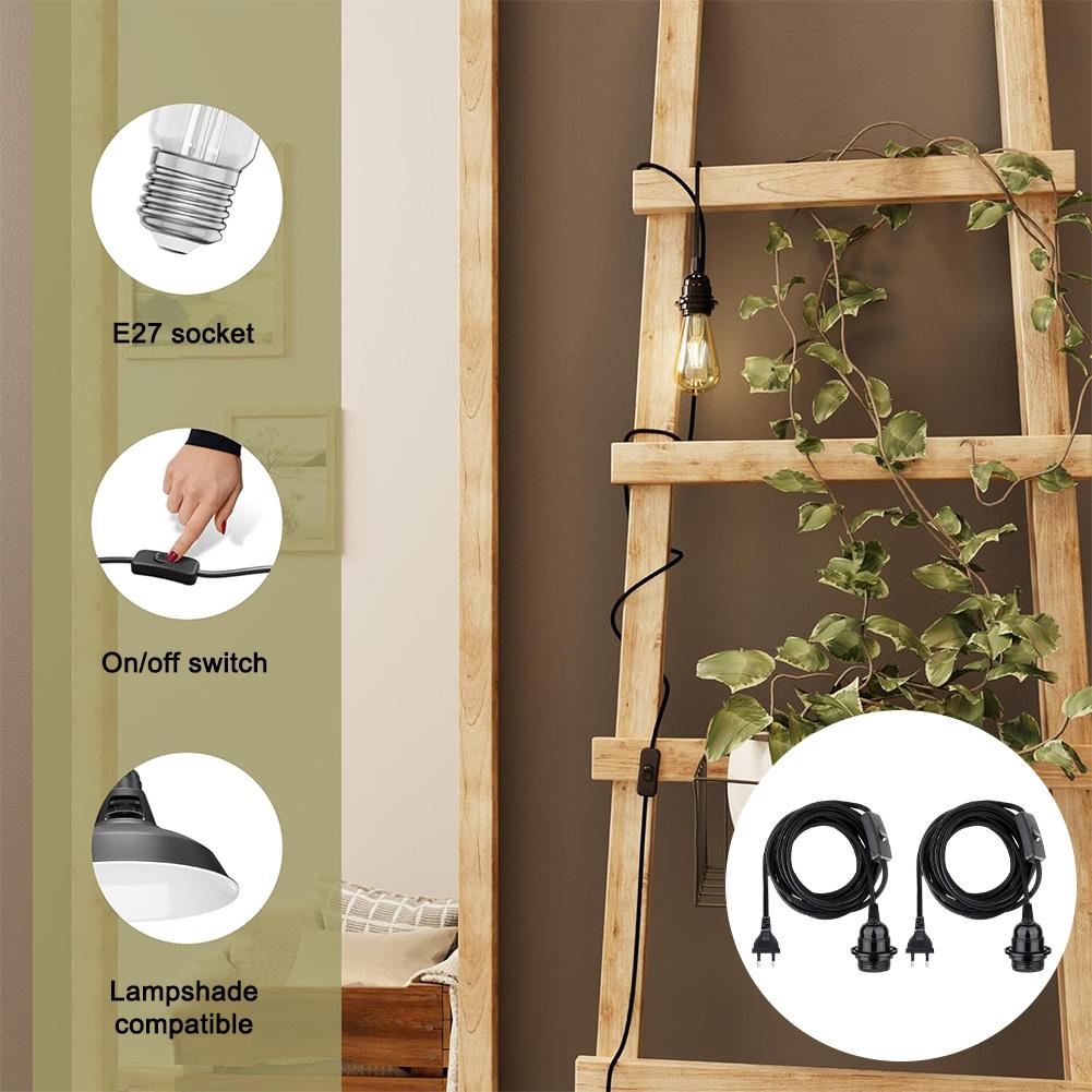2 Pack E27 Lamp Holders with Switch and 3 5 Meter Cord for Bottle Lamp Setups Including Pendant and Bedside Applications