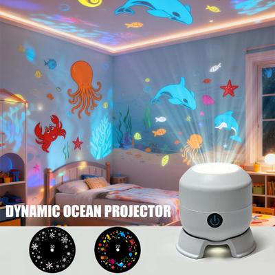 Rotating Projection Lamp Underwater Ocean Projector Light with Dynamic Rotation And Adjustable Brightness Multi-Angle Base Mood Light for Indoor