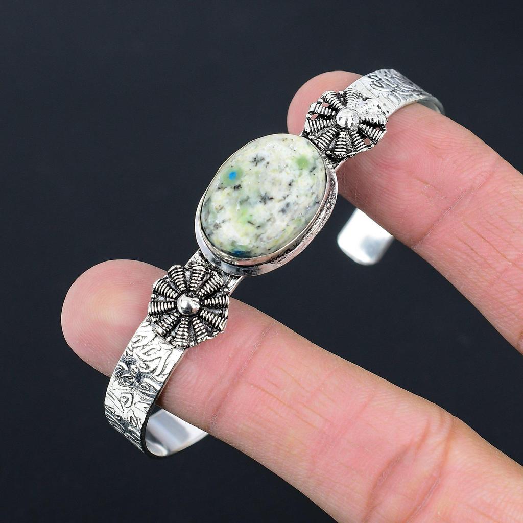Daughters Day Deal K2 Jasper Stone Sterling Silver Mother Trendy Handmade Bangle