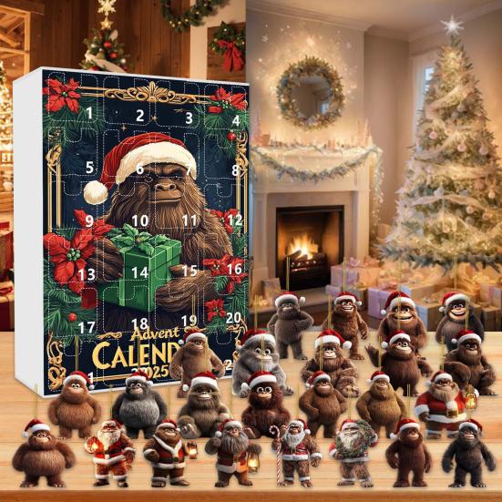Advent Calendar 24-Day Countdown Decoration Ape Man Themed Family Christmas Advent Calendar Festival Hanging