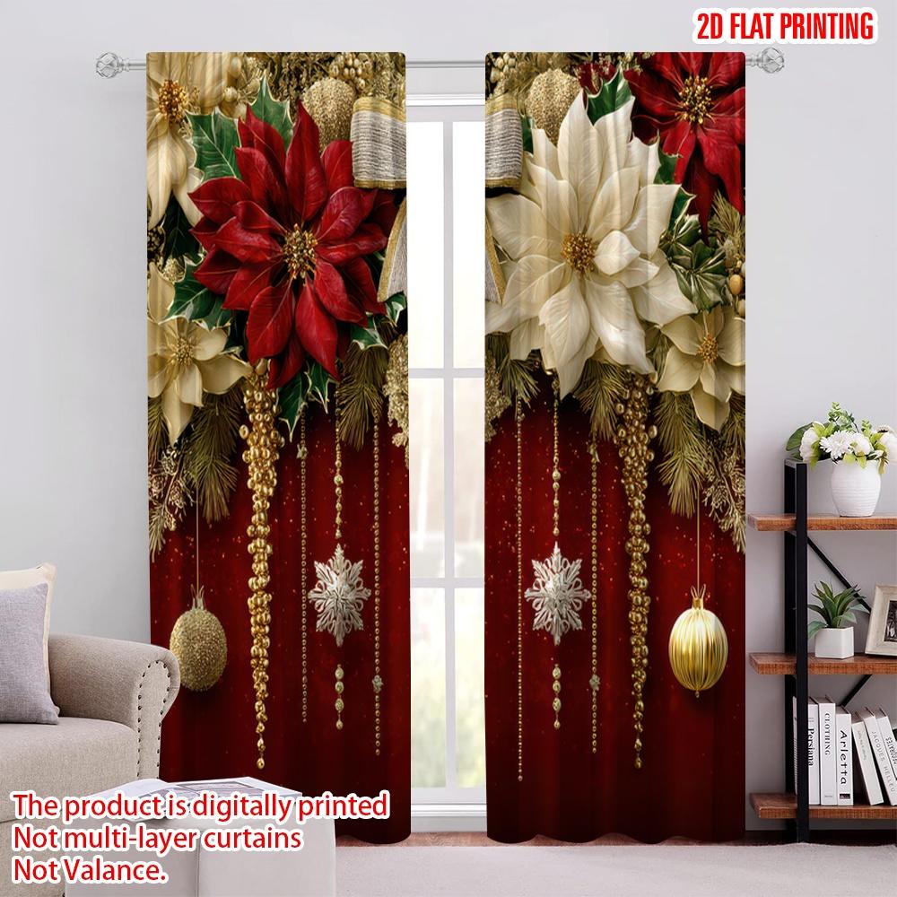 

2D плоская печать 2 шт. Праздничная гирлянда Рождественская гирлянда Праздничная_b Полиэстеровые шторы с цифровой печатью Праздничное использование для фото 52.50 × 116.00 cm 2 pcs