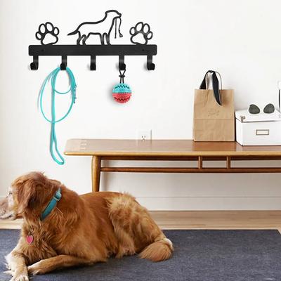 Cabide para cães de estimação com 5 ganchos em forma de pata de metal - Suporte de parede para casacos, chaves, coleiras, toalhas e muito mais, organizador de arte em ferro