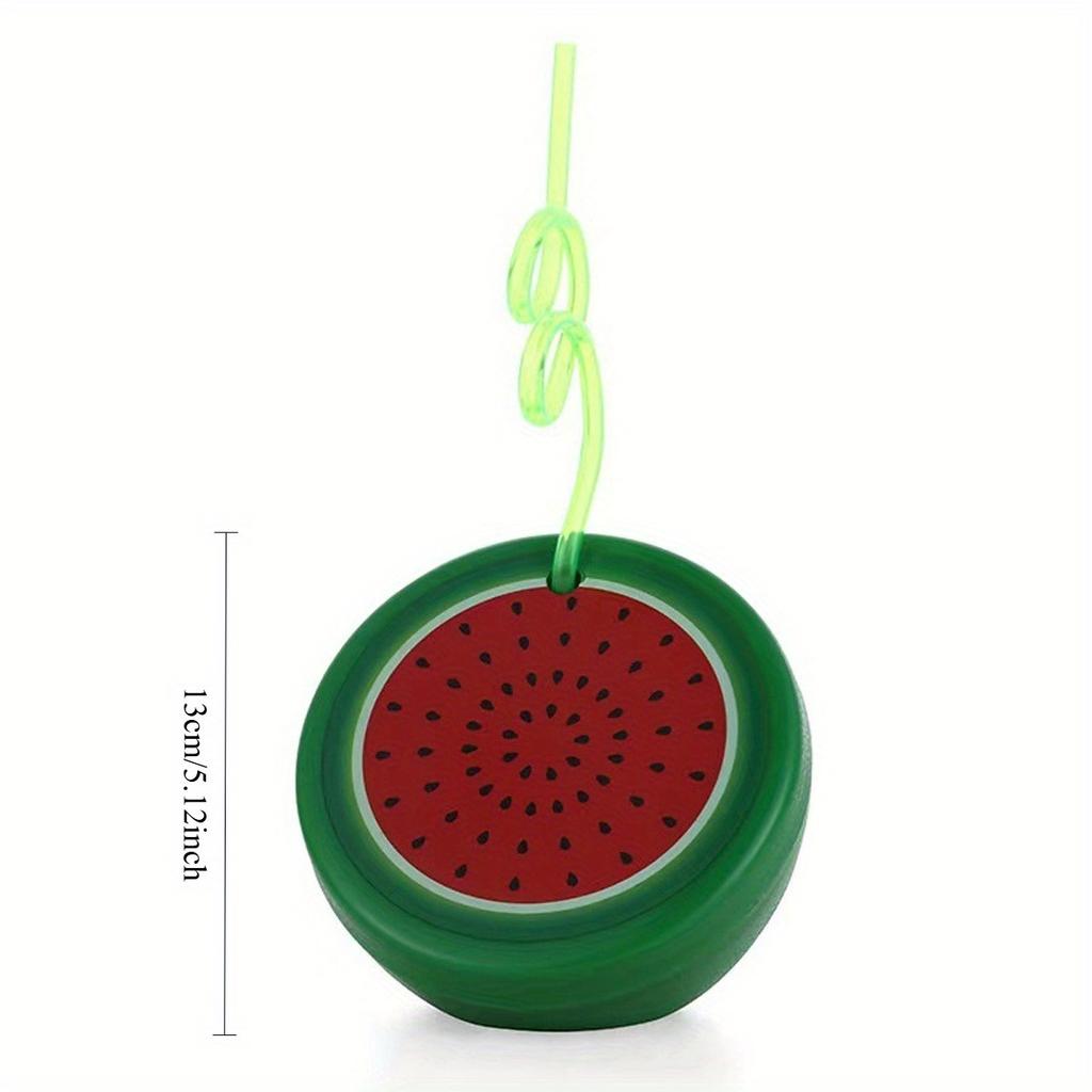 8pcs Creative Cartoon Fruit-Shaped Cups with Straws , Watermelon, Lemon, Orange, Kiwi Design , Reusable Plastic Food-Safe Drinking Cups