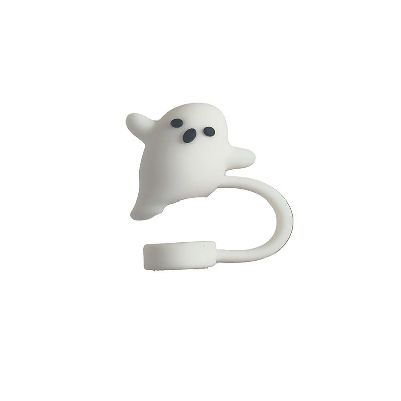 Cute Ghost Straw Covers Cap Compatible With Stanley Cup Silicone Reusable Drinking Straw Topper Accessories Halloween Gifts