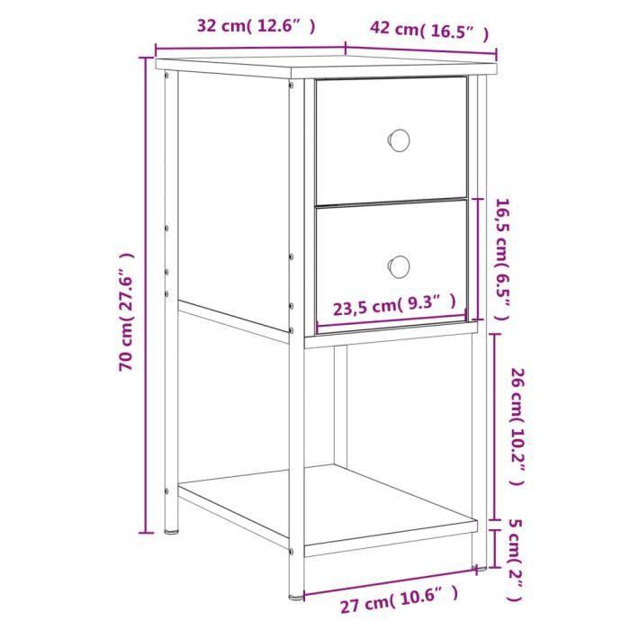 VidaXL Bedside Tables 2 Pcs Black 32x42x70 Cm Engineered Wood 826094