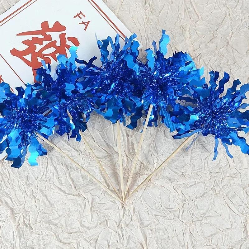 5/20Pcs Birthday Glitter Cake Topper Colorful Fireworks Tassels Cupcake Topper Wedding Baby Shower Baking Dessert Cake Decor