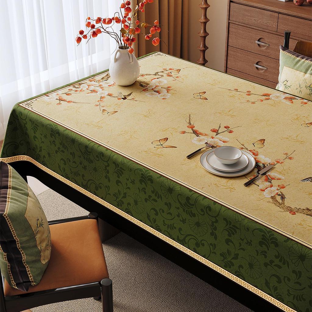 Vintage-Style Waterproof Oil-Proof Tablecloth, Wash-Free Rectangular Cover for Dining and Coffee Tables