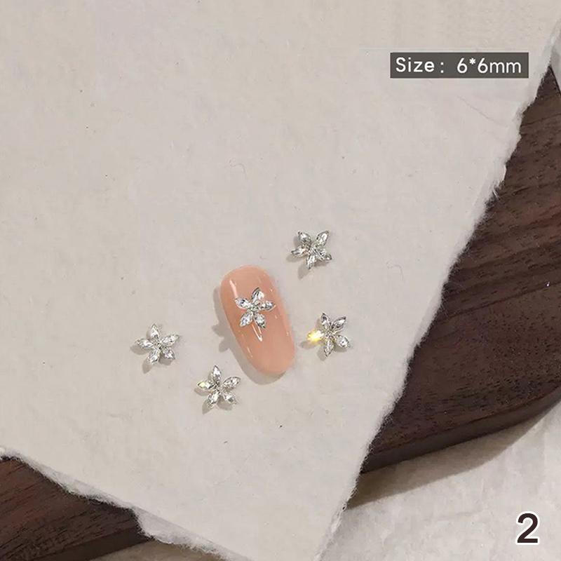 10Pcs DIY Decoration for Nails Craft Shiny Zircon Nail Art Rhinestones Flatback Gemstones Bowknot Flower Charms