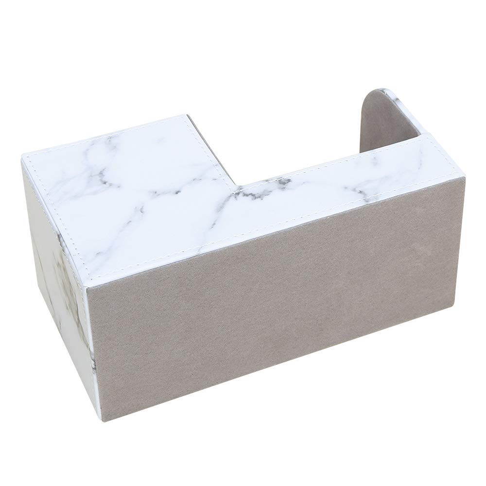 KINGFOM PU Leather Desk Stationery Organizer with Storage and Remote Control Holder Gray Marble Box, Pen/Pencil Stand, (Small, Pattern)