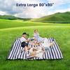 80”x 80” Picnic Blanket Extra Large, Waterproof and Foldable Beach Blanket, 3-Layer Outdoor Blanket for 6 to 8 Adults, for Camping Beach Grass