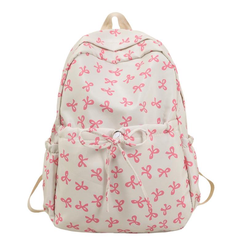 

Рюкзак в стиле колледжа с принтом банта, школьный рюкзак для студента, женский легкий рюкзак розовый/белый