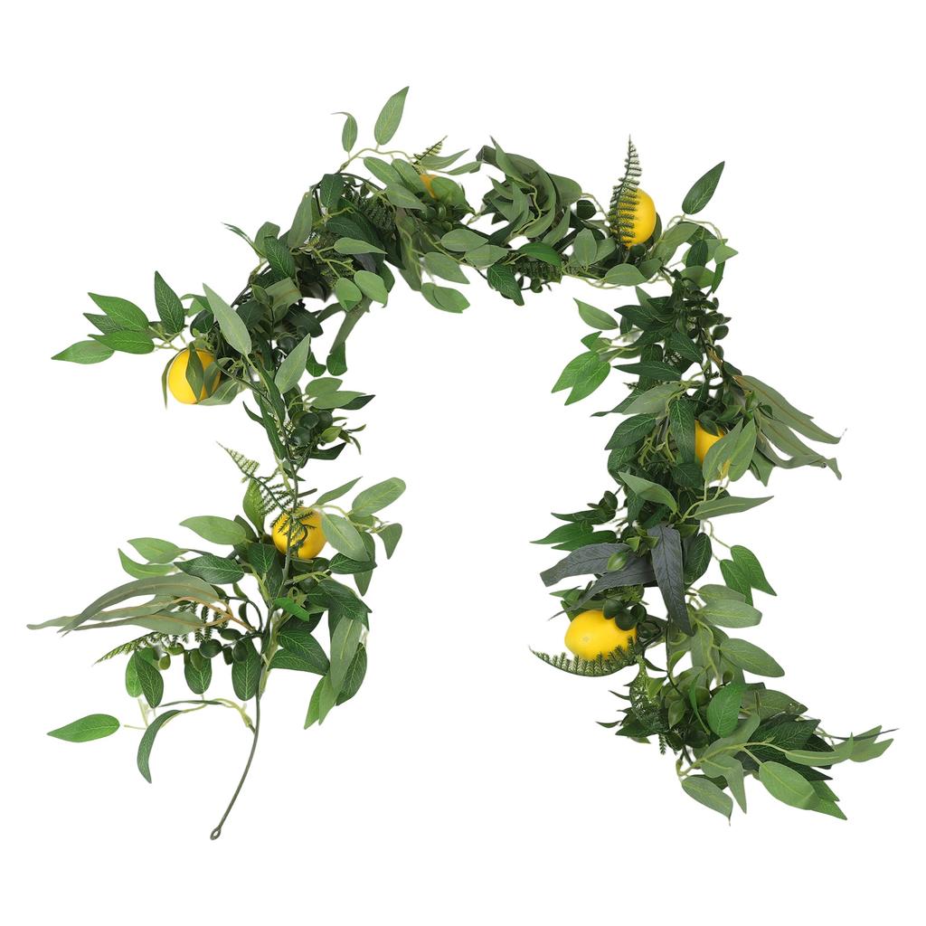 180cm Artificial Lemon Wreath With Green Plants Willow Leaf Lemon Vine Wedding Decoration Simulation Lemon Decoration Vine
